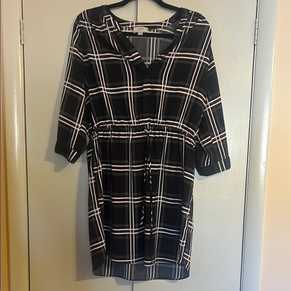 Black and White Plaid dress.  Ann Taylor loft dress.